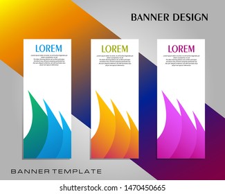 Creative roll up banner stand template design. Vertical banner template. Universal standing banner for conference, promotion banner vector background. Modern publication x-banner and flag-banner.