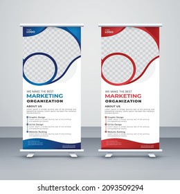 Creative Roll Up Banner Template, Business Creative Unique Signage Standee X Banner Design for Multipurpose Use. Template Layout