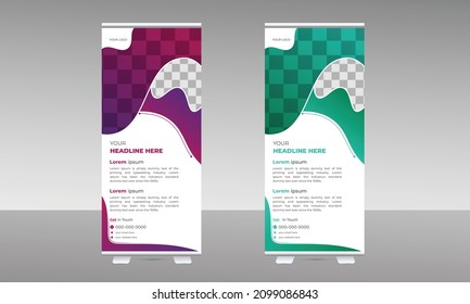 Creative Roll up banner template for business. Roll Up Banner template Stand Poster flyer 
design template unique concept. Vertical banner design.