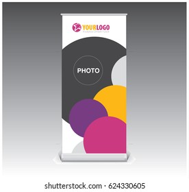 Creative Roll Banner Template with circle bubble element Design