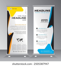 Creative roll up banner template, Standee banner design for event, exhibition, flyer, presentation, leaflet, j-flag, x-stand, display, vertical banner template, Vector eps 10
