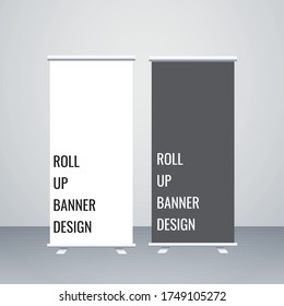 Creative roll up banner white and grey color design