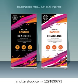 Creative roll up business brochure flyer banner design vertical template vector, cover presentation abstract geometric background, modern publication standing banner, layout in rectangle size.