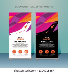 Creative roll up business brochure flyer banner design vertical template vector, cover presentation abstract geometric background, colorful modern publication standing banner