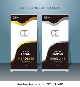 Creative roll up business brochure flyer banner design vertical template vector, cover presentation abstract geometric background, modern publication standing banner