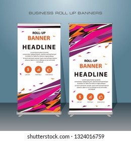 Creative roll up business brochure flyer banner design vertical template vector, cover presentation abstract geometric background, colorful modern publication standing banner