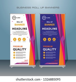 Creative roll up Design. Standing Banner Template. cover presentation abstract geometric background, colorful modern publication standing banner.