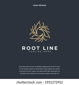 Creative root of the tree icon logo design vector illustration. tree root logo design color editable