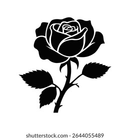Creative rose silhouette design vector template. Rose icon and sign.