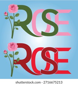 Conjunto de Ilustración vectorial de tipografía de rosa creativa