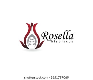 Logo creativo de Rosella Rosella Flower Split mostrando semillas, Plantilla de diseño de logotipo