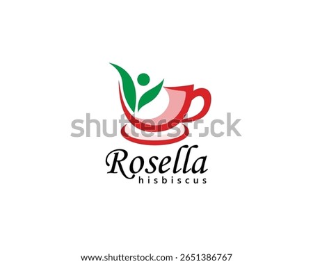 creative rosella logo red striped cup with two leaves forming healthy icon logo design template