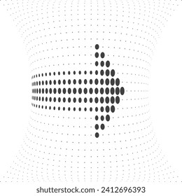 Creative rotating arrow dot sign. Unique dynamic points formation template. vector