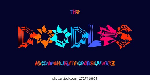 Creative Rough Font Logo Uneven Alphabet Vector Silly Letter Set Modern Typography, Psychedelic Typographic Design for Punk Music Poster Headline, Grunge Calligraphy, Destroy Fonts. Vector Typeface