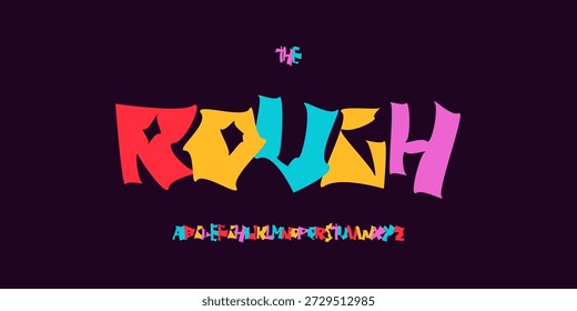 Creative Rough Font Logo Uneven Alphabet Vector Silly Letter Set Modern Typography, Psychedelic Typographic Design for Punk Music Poster Headline, Grunge Calligraphy, Destroy Fonts. Vector Typeface