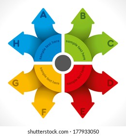 creative round arrow info-graphics design background vector