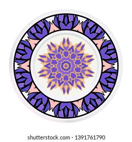 Creative round frame and floral mandala. Vector illustration.