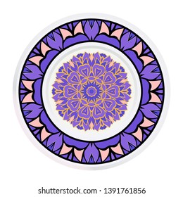 Creative round frame and floral mandala. Vector illustration.