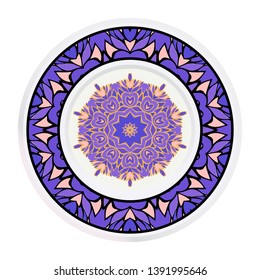 Creative round frame and floral mandala. Vector illustration.