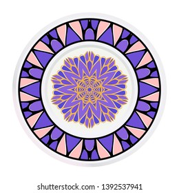 Creative round frame and floral mandala. Vector illustration.