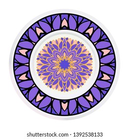 Creative round frame and floral mandala. Vector illustration.