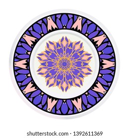 Creative round frame and floral mandala. Vector illustration.
