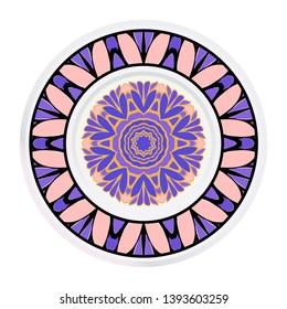 Creative round frame and floral mandala. Vector illustration.