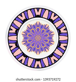 Creative round frame and floral mandala. Vector illustration.