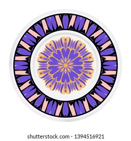 Creative round frame and floral mandala. Vector illustration.