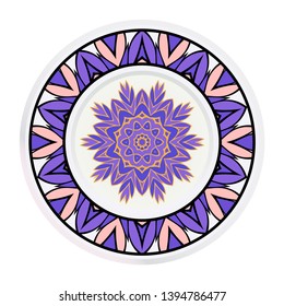 Creative round frame and floral mandala. Vector illustration.