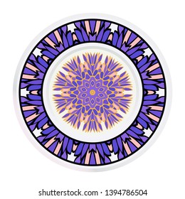 Creative round frame and floral mandala. Vector illustration.