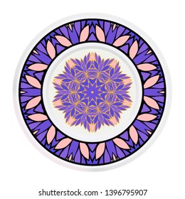 Creative round frame and floral mandala. Vector illustration.