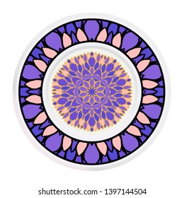 Creative round frame and floral mandala. Vector illustration.