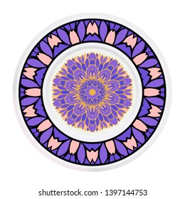 Creative round frame and floral mandala. Vector illustration.