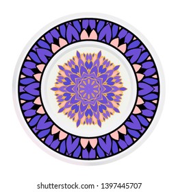 Creative round frame and floral mandala. Vector illustration.