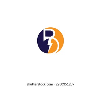 Creative Round Letter B Bolt Logo Design Vector Concept Icon Illustration.