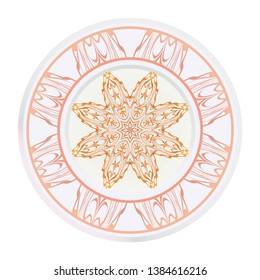 Creative round ornament with mandala. Vector illustration. For kitchen decoration.