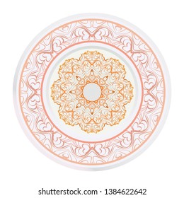 Creative round ornament with mandala. Vector illustration. For kitchen decoration.