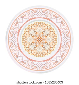 Creative round ornament with mandala. Vector illustration. For kitchen decoration.