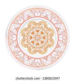 Creative round ornament with mandala. Vector illustration. For kitchen decoration.