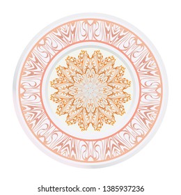 Creative round ornament with mandala. Vector illustration. For kitchen decoration.