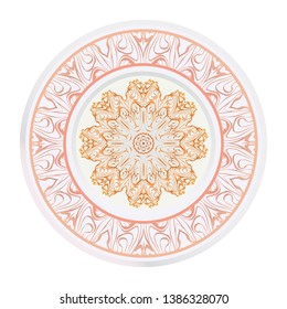 Creative round ornament with mandala. Vector illustration. For kitchen decoration.