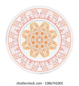 Creative round ornament with mandala. Vector illustration. For kitchen decoration.