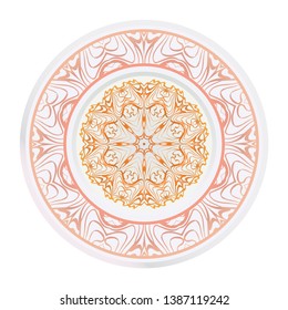 Creative round ornament with mandala. Vector illustration. For kitchen decoration.