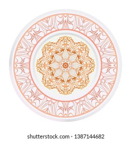 Creative round ornament with mandala. Vector illustration. For kitchen decoration.