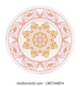 Creative round ornament with mandala. Vector illustration. For kitchen decoration.