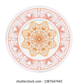 Creative round ornament with mandala. Vector illustration. For kitchen decoration.