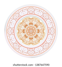Creative round ornament with mandala. Vector illustration. For kitchen decoration.