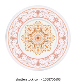 Creative round ornament with mandala. Vector illustration. For kitchen decoration.