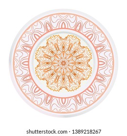 Creative round ornament with mandala. Vector illustration. For kitchen decoration.
